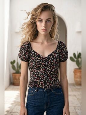 Active USA Floral Top - Size Small